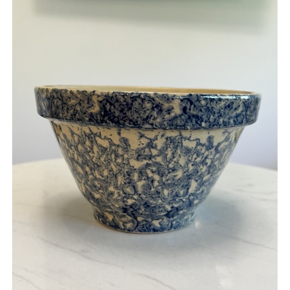 Roseville #700 Robinson Ransbottom‎ 6" Blue Spongeware Small Mixing Bowl 1 Quart